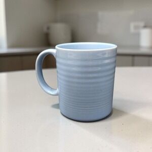 Furio Stoneware Cornflower Blue Ombre Coffee Mug Japan, Vintage Ribbed Drinkware